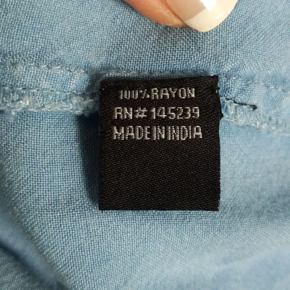 Style Envy rayon off the shoulder blouse, chambray blue, soft & comfy L - Picture 6 of 7